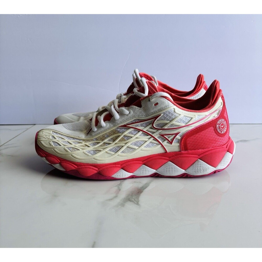 Mizuno Wave Enforce Tour AC Tennis Shoes Womens Size 9 White Coral Red Sneakers
